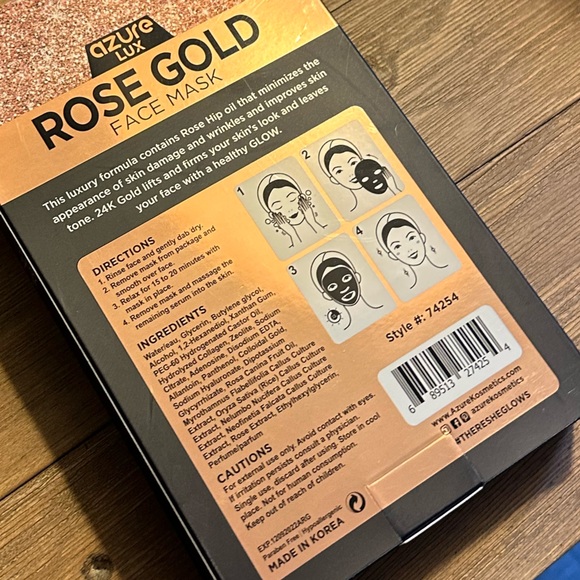 ROSE GOLD FIRMING WRINKLE TREATMENT FACEMASK 5 PACK SET SEALED NEW - Picture 3 of 7